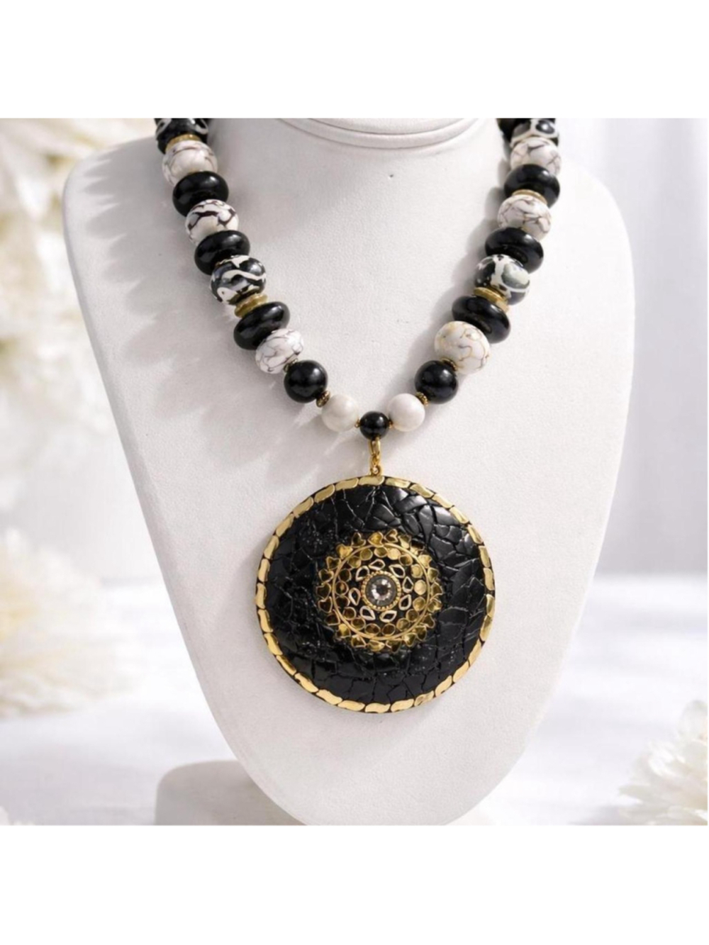 Beaded Statement Pendant Necklace